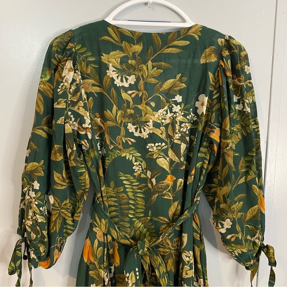 Cara Cara Millbrook Floral Dress in Green Botanical Birds in Size XS - Picture 8 of 16